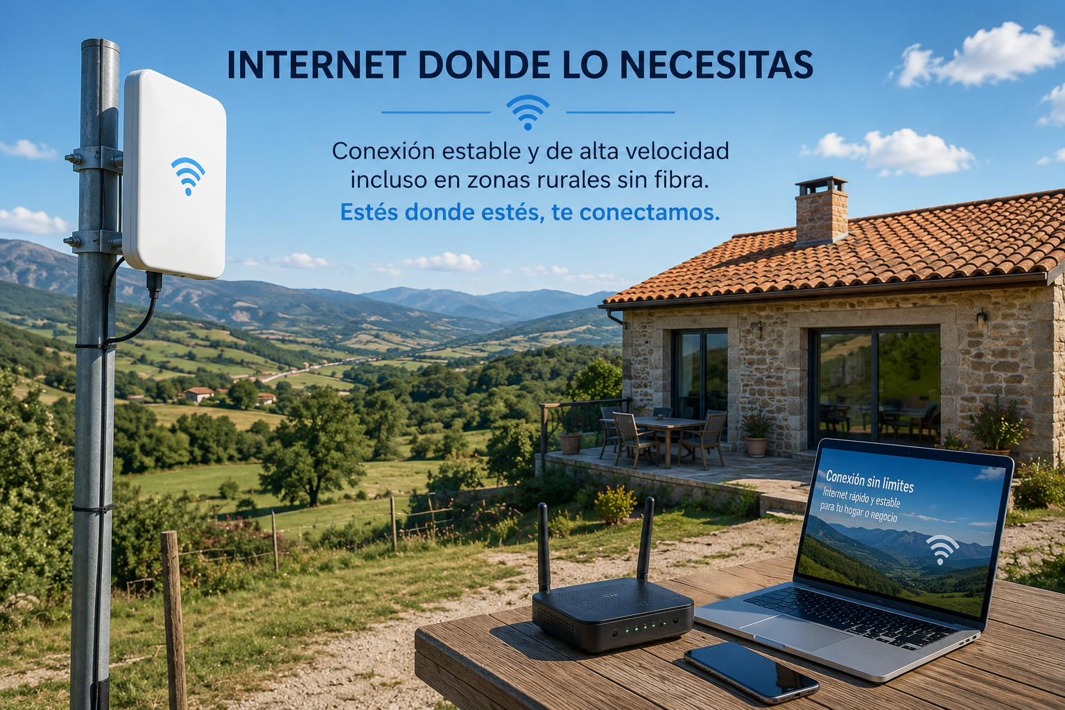 Internet rural de alta velocidad en zonas sin fibra